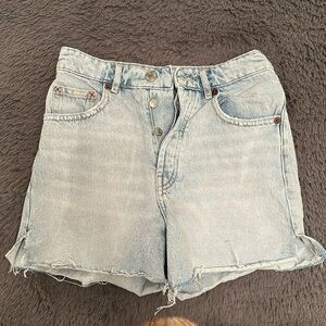 ZARA Light Blue Denim Side Slit Women's Shorts US 2